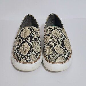 Steve Madden JALIA Size 8M Tan & Brown Snakeskin Print Slip On Sneakers/Shoes